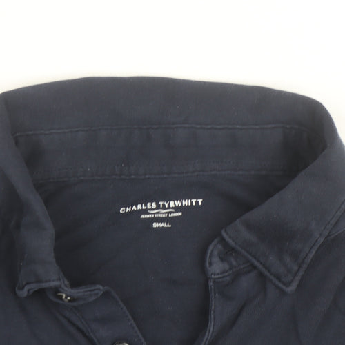Charles Tyrwhitt Men's Blue Small Regular Fit Cotton Long Sleeve Button-Up Shirt