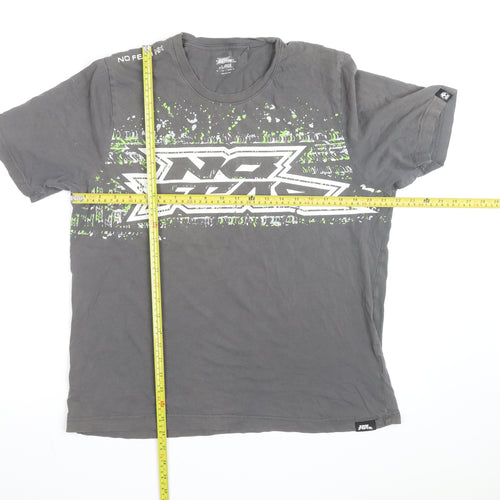 No Fear Men's Grey Graphic Cotton T-Shirt Size L