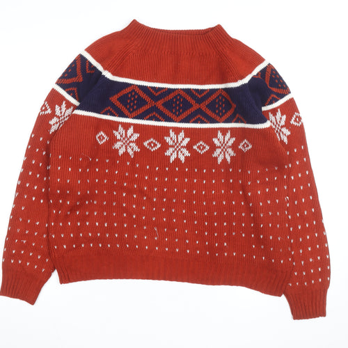 Vintage JCPenney Men’s Red Fair Isle Knit Jumper Small Classic Fit
