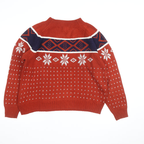 Vintage JCPenney Men’s Red Fair Isle Knit Jumper Small Classic Fit