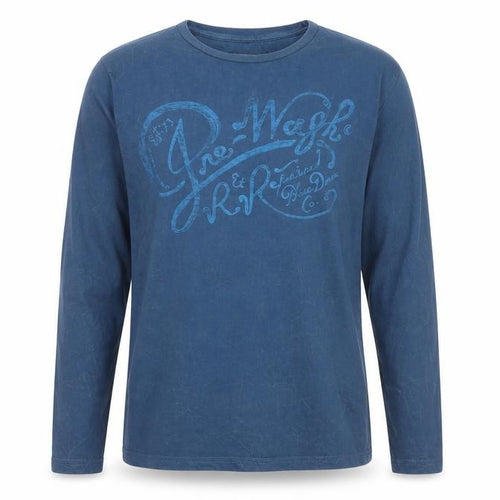 Petrol Industries Men's Blue Long Sleeve Cotton Graphic Top M