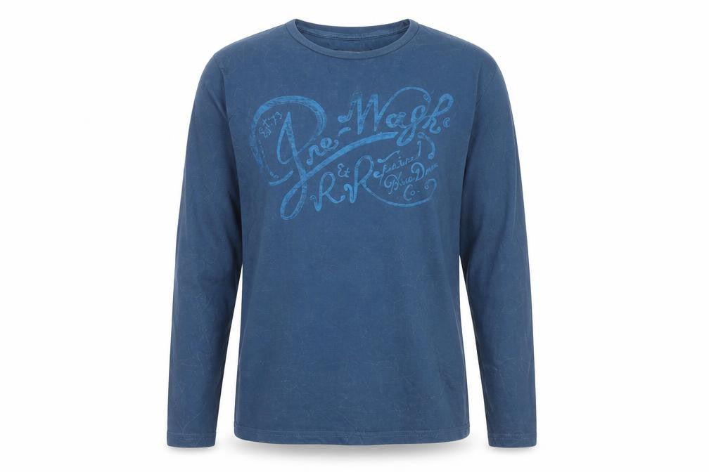 Petrol Industries Men's Blue Long Sleeve Cotton Graphic Top M