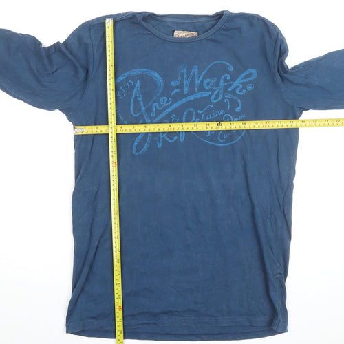 Petrol Industries Men's Blue Long Sleeve Cotton Graphic Top M