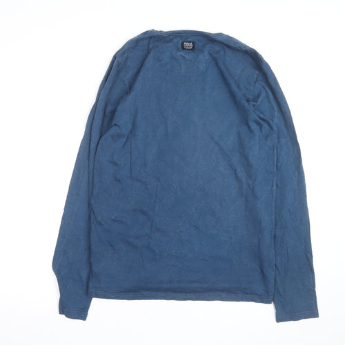 Petrol Industries Men's Blue Long Sleeve Cotton Graphic Top M