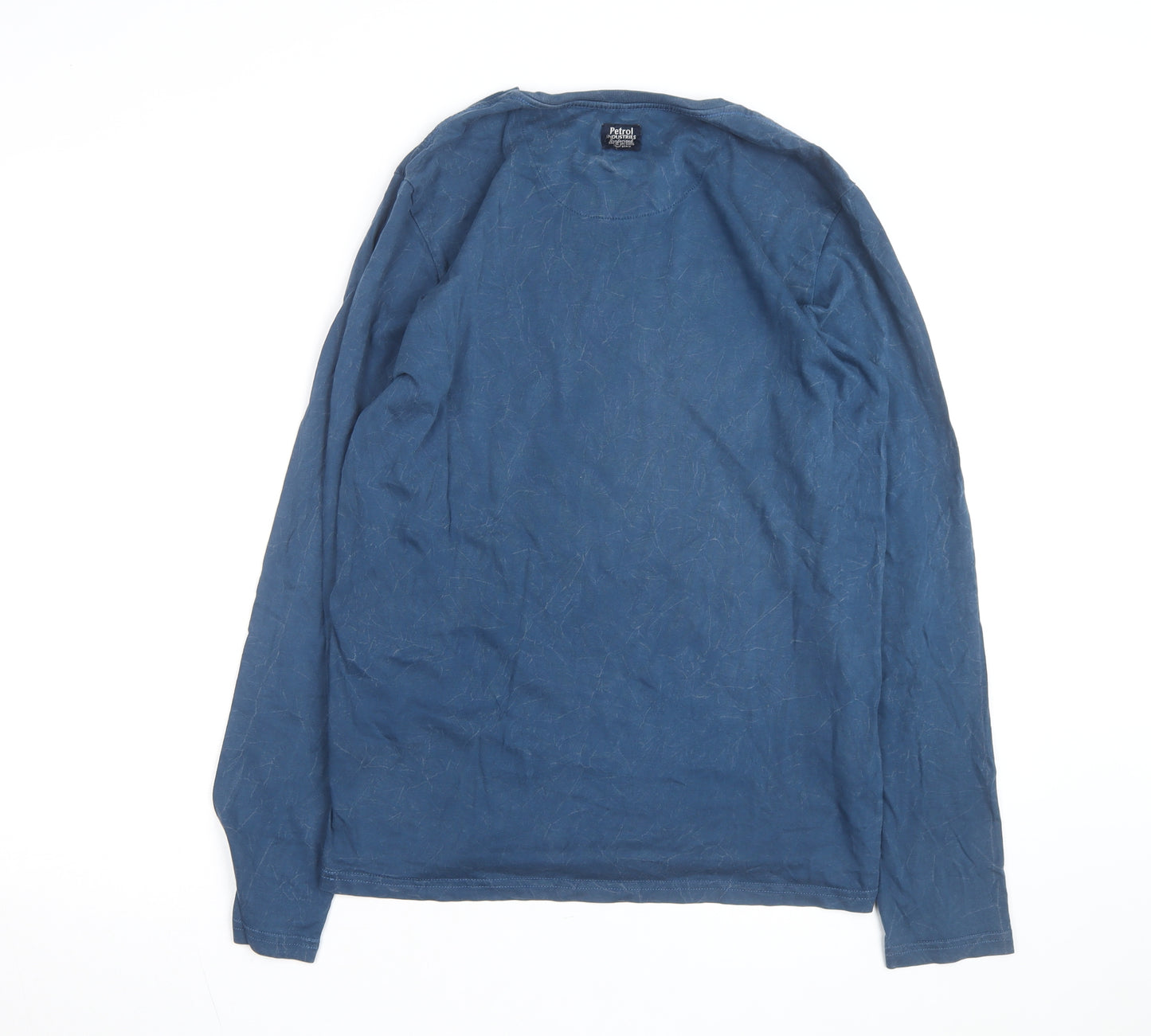 Petrol Industries Men's Blue Long Sleeve Cotton Graphic Top M