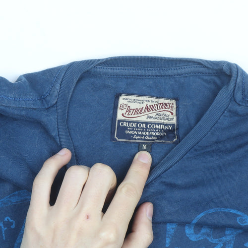 Petrol Industries Men's Blue Long Sleeve Cotton Graphic Top M