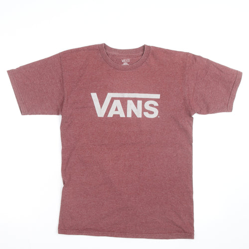 Vans Men's Red Crew Neck Short Sleeve Graphic T-Shirt Size S