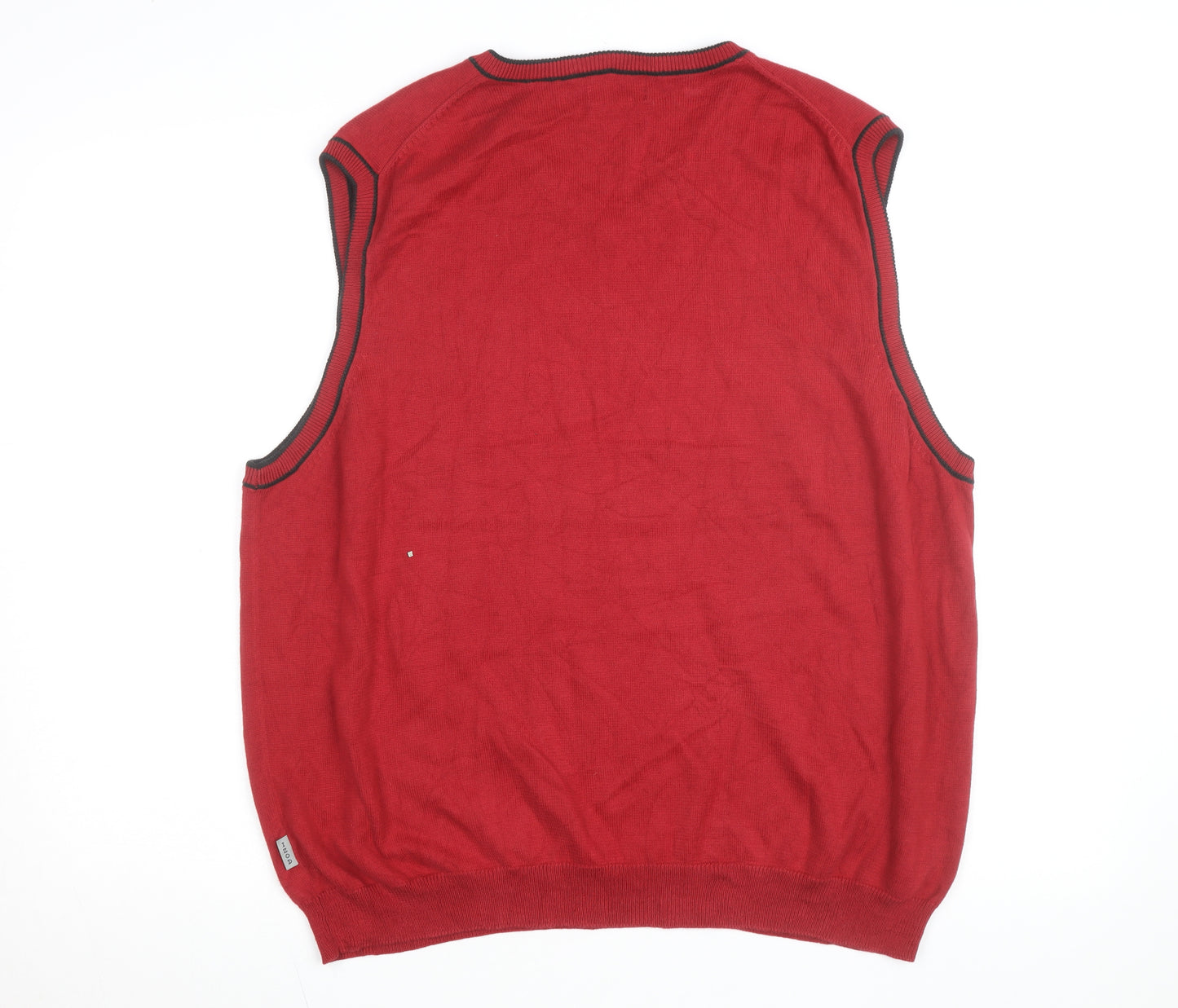 IZOD Men's Red V-Neck Cotton Blend Sleeveless Vest Jumper L