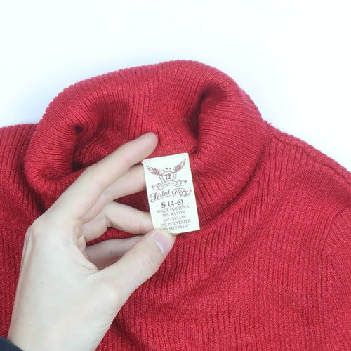 Faded Glory Women's Red Roll Neck Slim Fit Jumper Size S