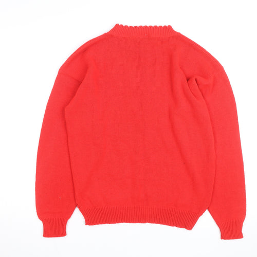 Cabin Creek Womens Red Embroidered Cotton Pullover Jumper M