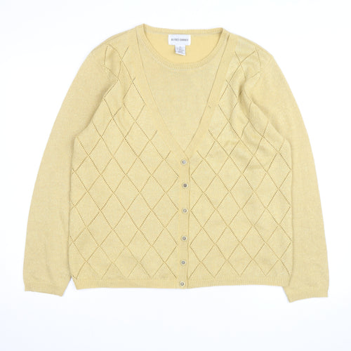 Alfred Dunner Beige V-Neck Argyle Knit Cardigan M Unisex Wool Blend