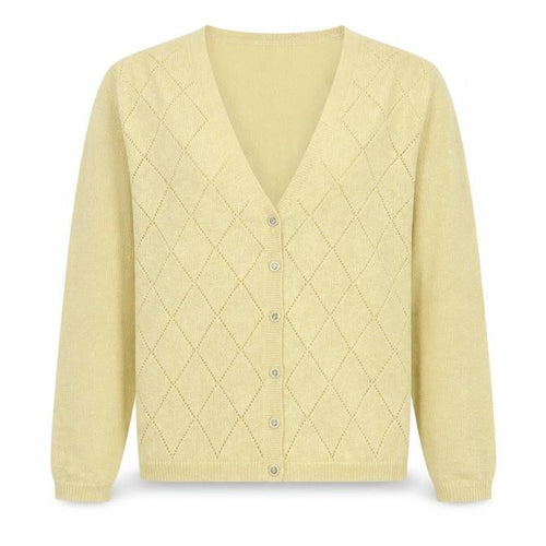 Alfred Dunner Beige V-Neck Argyle Knit Cardigan M Unisex Wool Blend