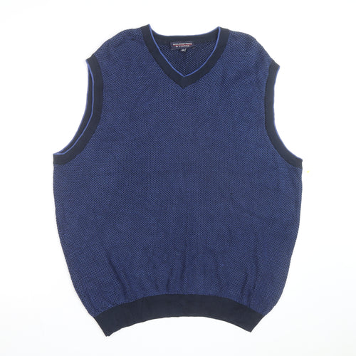 Roundtree & Yorke Men's Blue Cotton Sleeveless V-Neck Vest Size L