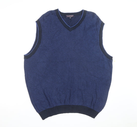Roundtree & Yorke Men's Blue Cotton Sleeveless V-Neck Vest Size L