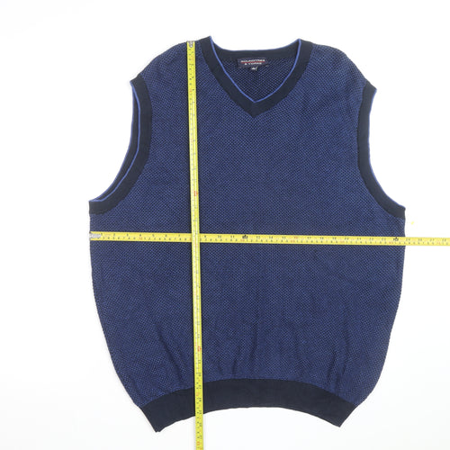 Roundtree & Yorke Men's Blue Cotton Sleeveless V-Neck Vest Size L