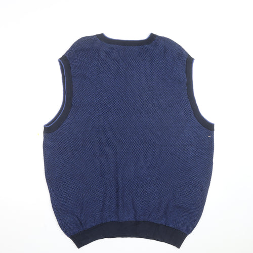 Roundtree & Yorke Men's Blue Cotton Sleeveless V-Neck Vest Size L