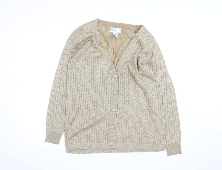 Braemar Petites by Jeremy Scott Beige V-Neck Knit Cardigan S