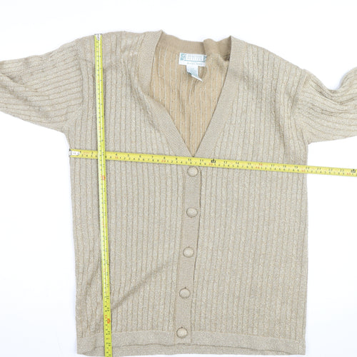 Braemar Petites by Jeremy Scott Beige V-Neck Knit Cardigan S