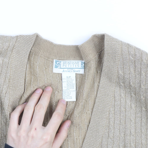 Braemar Petites by Jeremy Scott Beige V-Neck Knit Cardigan S