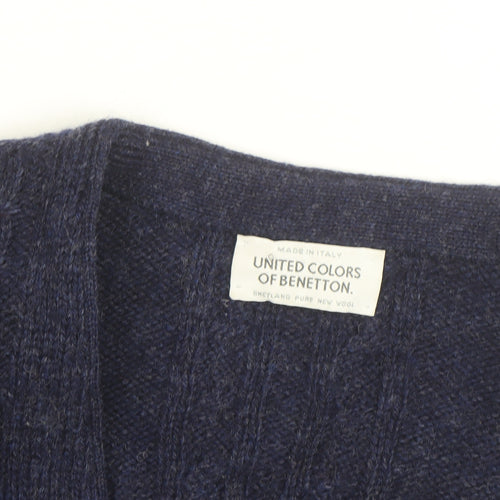 United Colors of Benetton Men's Multicoloured Wool Fair Isle Cardigan L