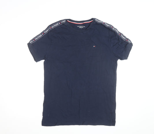 Tommy Hilfiger Men's Blue L Jersey Crew Neck Logo T-Shirt