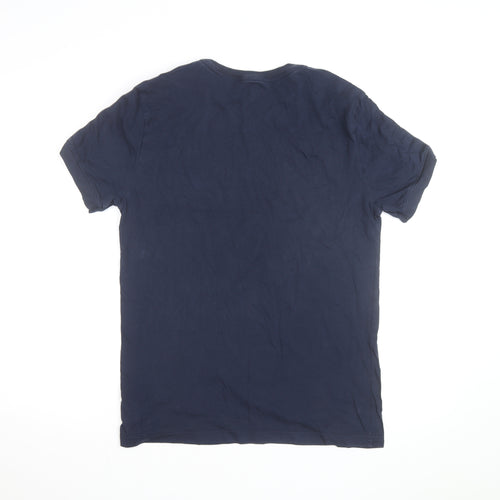 Tommy Hilfiger Men's Blue L Jersey Crew Neck Logo T-Shirt
