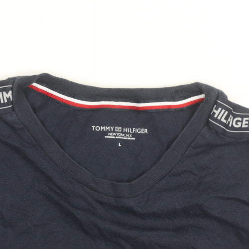 Tommy Hilfiger Men's Blue L Jersey Crew Neck Logo T-Shirt