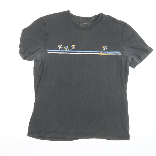 FatFace Men's Black Embroidered Cyclist Graphic Cotton T-Shirt Size M