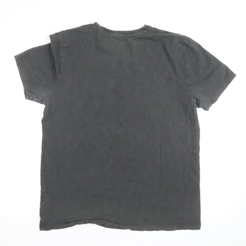 FatFace Men's Black Embroidered Cyclist Graphic Cotton T-Shirt Size M
