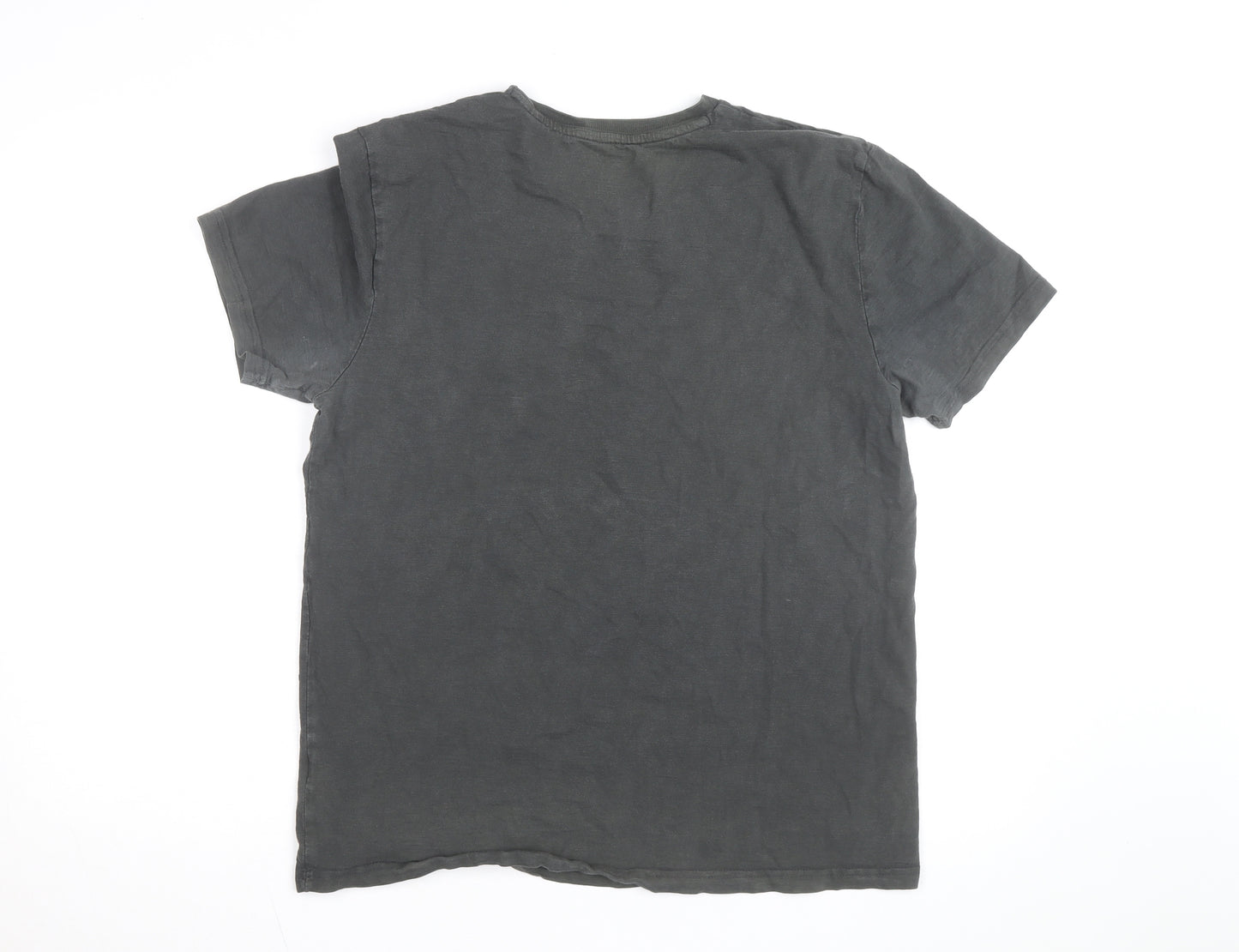 FatFace Men's Black Embroidered Cyclist Graphic Cotton T-Shirt Size M