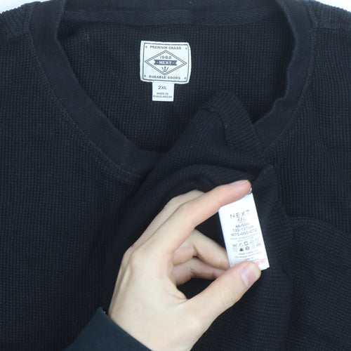 NEXT Men’s Black 2XL Henley Short Sleeve Knit T-Shirt