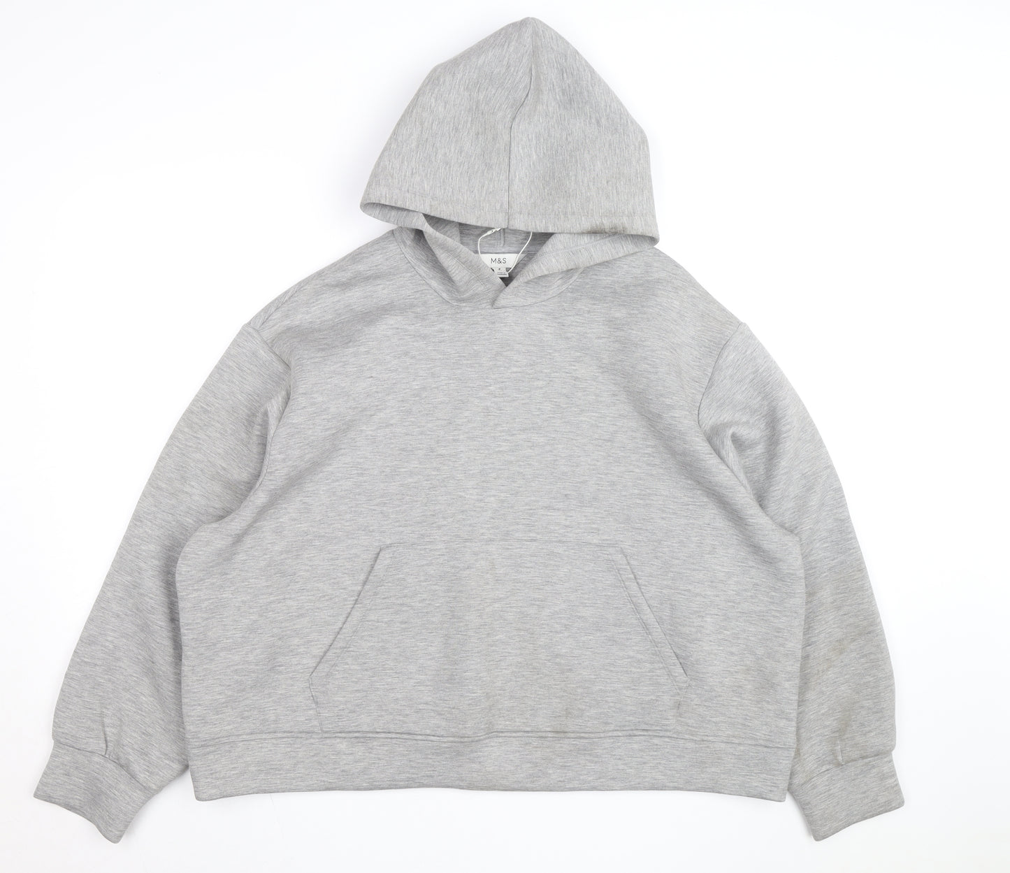Marks and Spencer Mens Grey XL Pullover Hoodie Cotton Blend