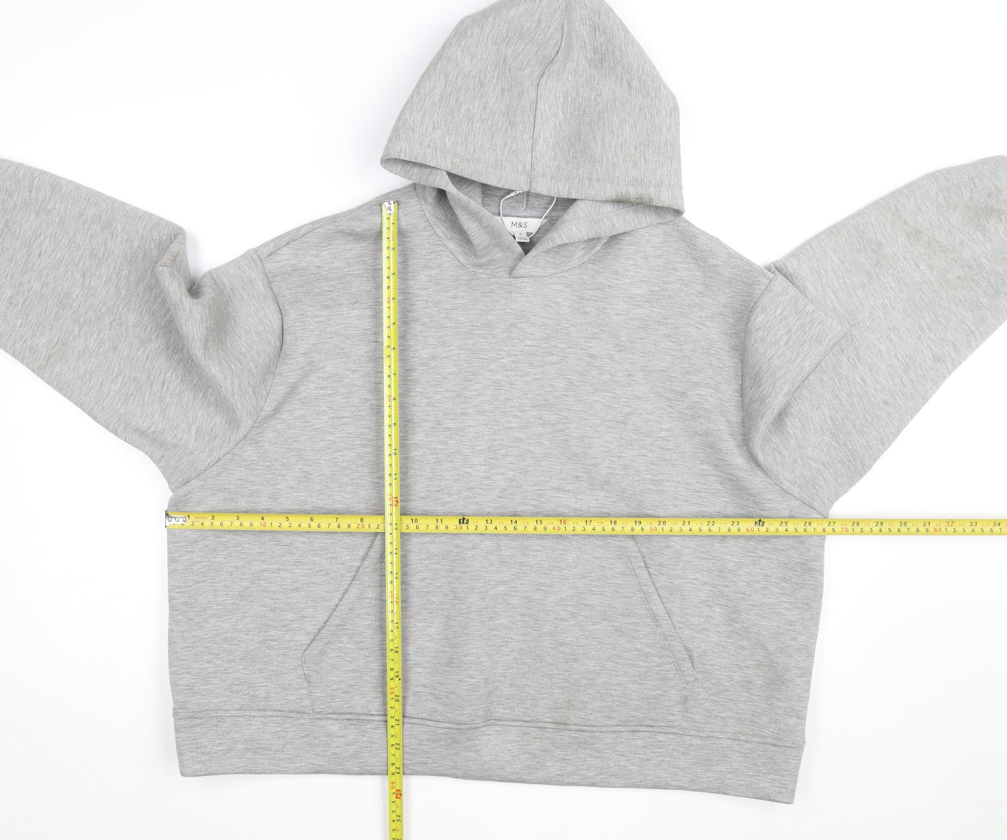 Marks and Spencer Mens Grey XL Pullover Hoodie Cotton Blend