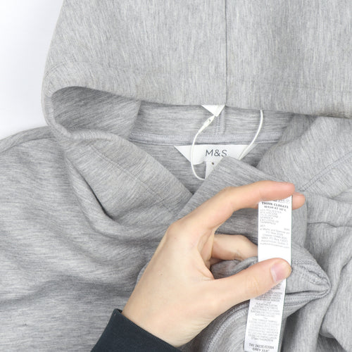 Marks and Spencer Mens Grey XL Pullover Hoodie Cotton Blend