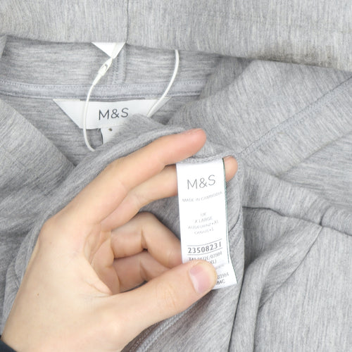 Marks and Spencer Mens Grey XL Pullover Hoodie Cotton Blend