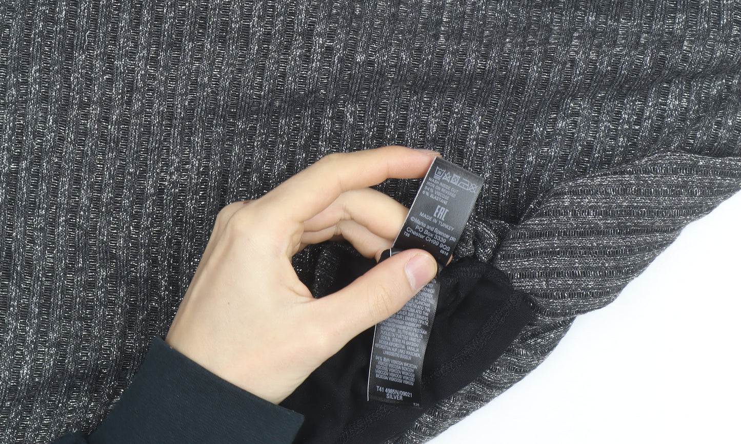Marks and Spencer Women Silver Knit Long Sleeve Jumper Size 12