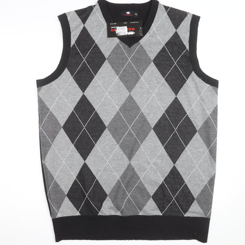 Red Rhino Men's Grey Argyle Sleeveless V-Neck Vest XL