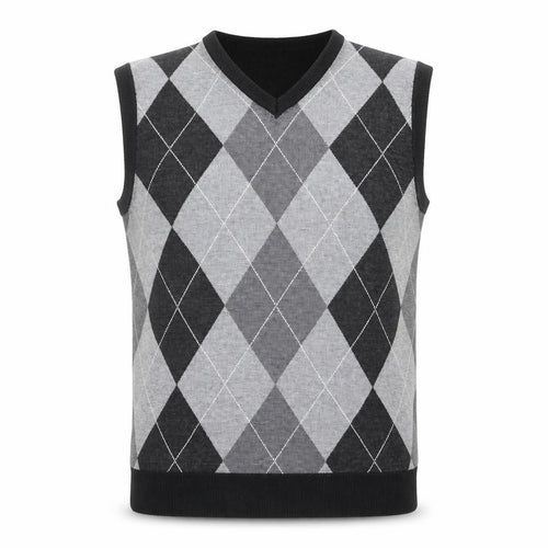 Red Rhino Men's Grey Argyle Sleeveless V-Neck Vest XL