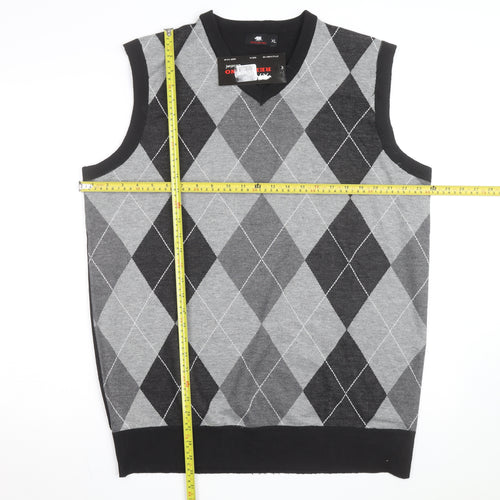 Red Rhino Men's Grey Argyle Sleeveless V-Neck Vest XL