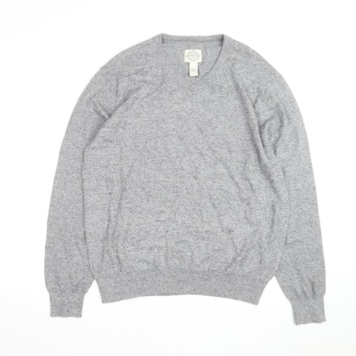 St. John's Bay Men’s Grey V-Neck Cotton Blend Pullover Jumper Size L