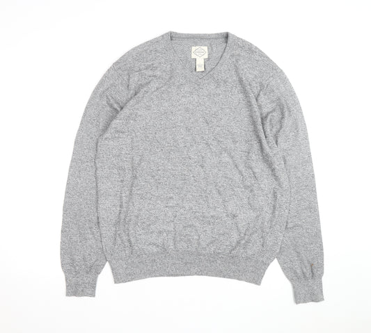 St. John's Bay Men’s Grey V-Neck Cotton Blend Pullover Jumper Size L