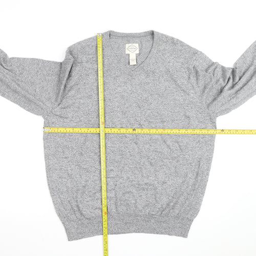 St. John's Bay Men’s Grey V-Neck Cotton Blend Pullover Jumper Size L