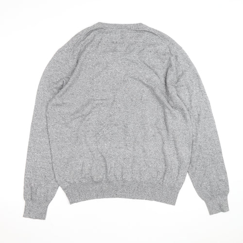 St. John's Bay Men’s Grey V-Neck Cotton Blend Pullover Jumper Size L