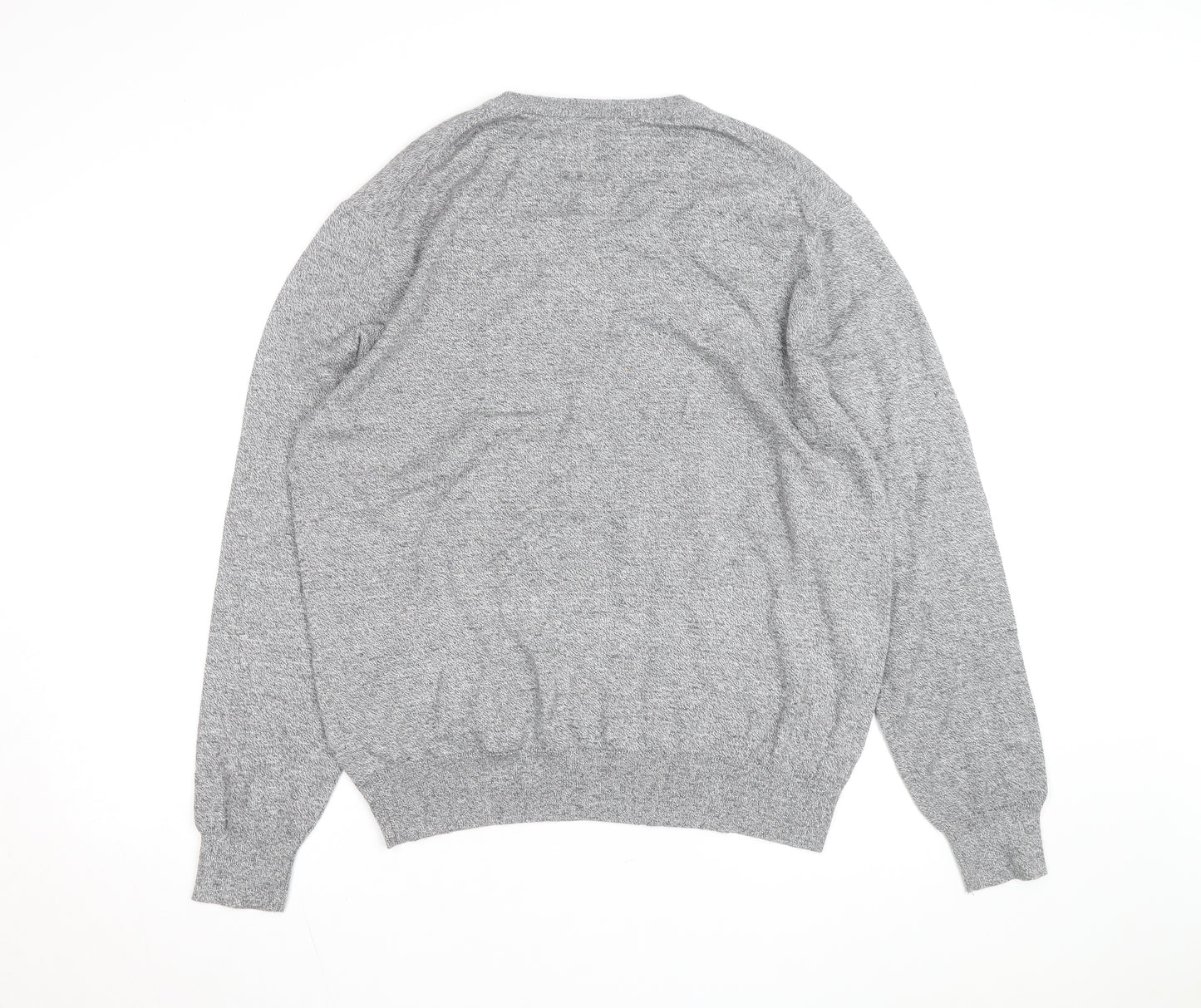 St. John's Bay Men’s Grey V-Neck Cotton Blend Pullover Jumper Size L
