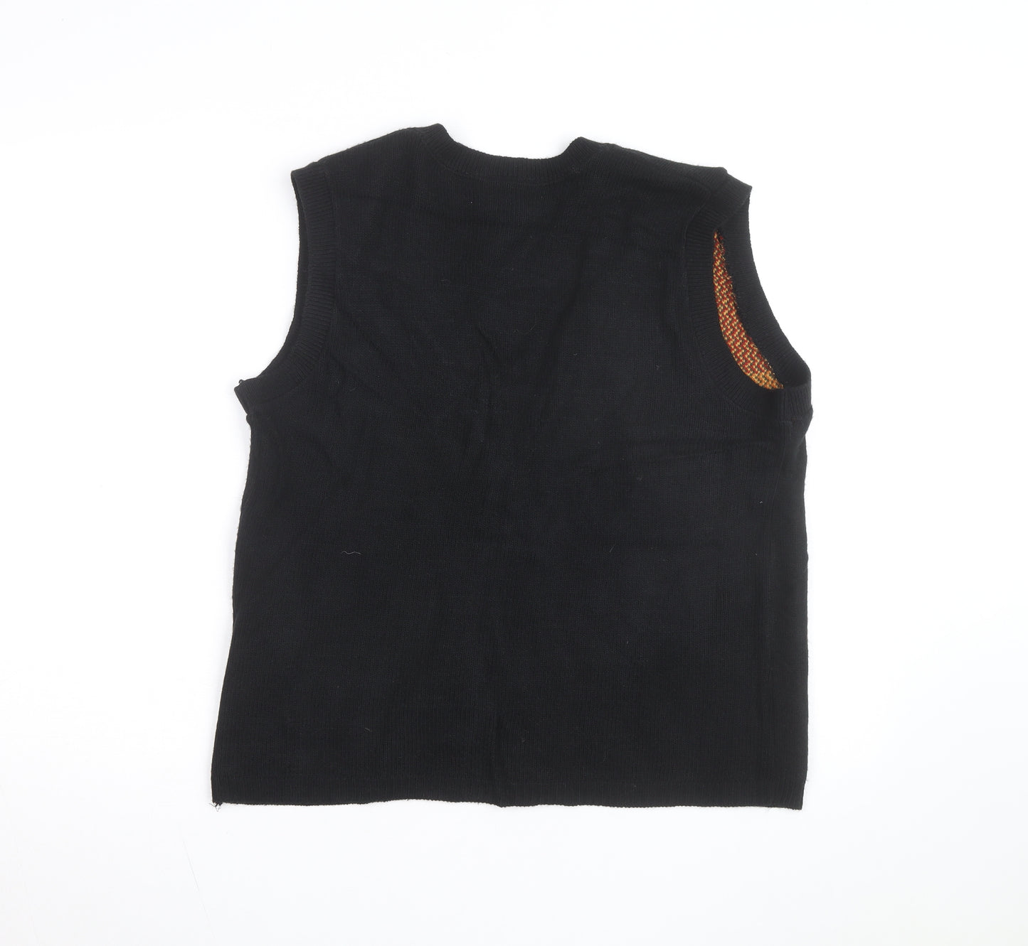 Southern Lady Unisex Black Knit Leaf Pattern Sleeveless Vest L