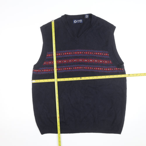Chaps Men's Blue Fair Isle V-Neck Cotton Knit Vest L