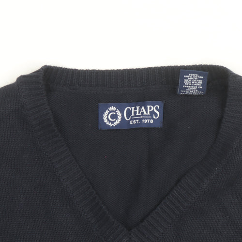 Chaps Men's Blue Fair Isle V-Neck Cotton Knit Vest L
