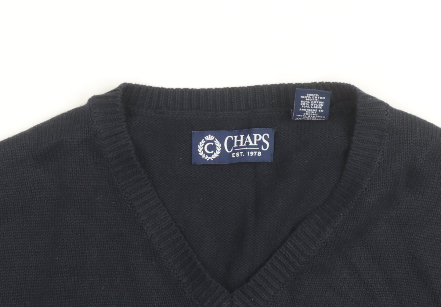 Chaps Men's Blue Fair Isle V-Neck Cotton Knit Vest L