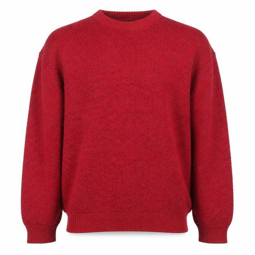 Old Glory Men's Red XL Chunky Knit Cotton Crew Neck Jumper