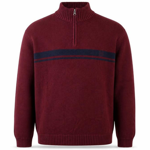 Chaps Men's Red Cotton 1/4 Zip Jumper L High Neck Casual Knitwear